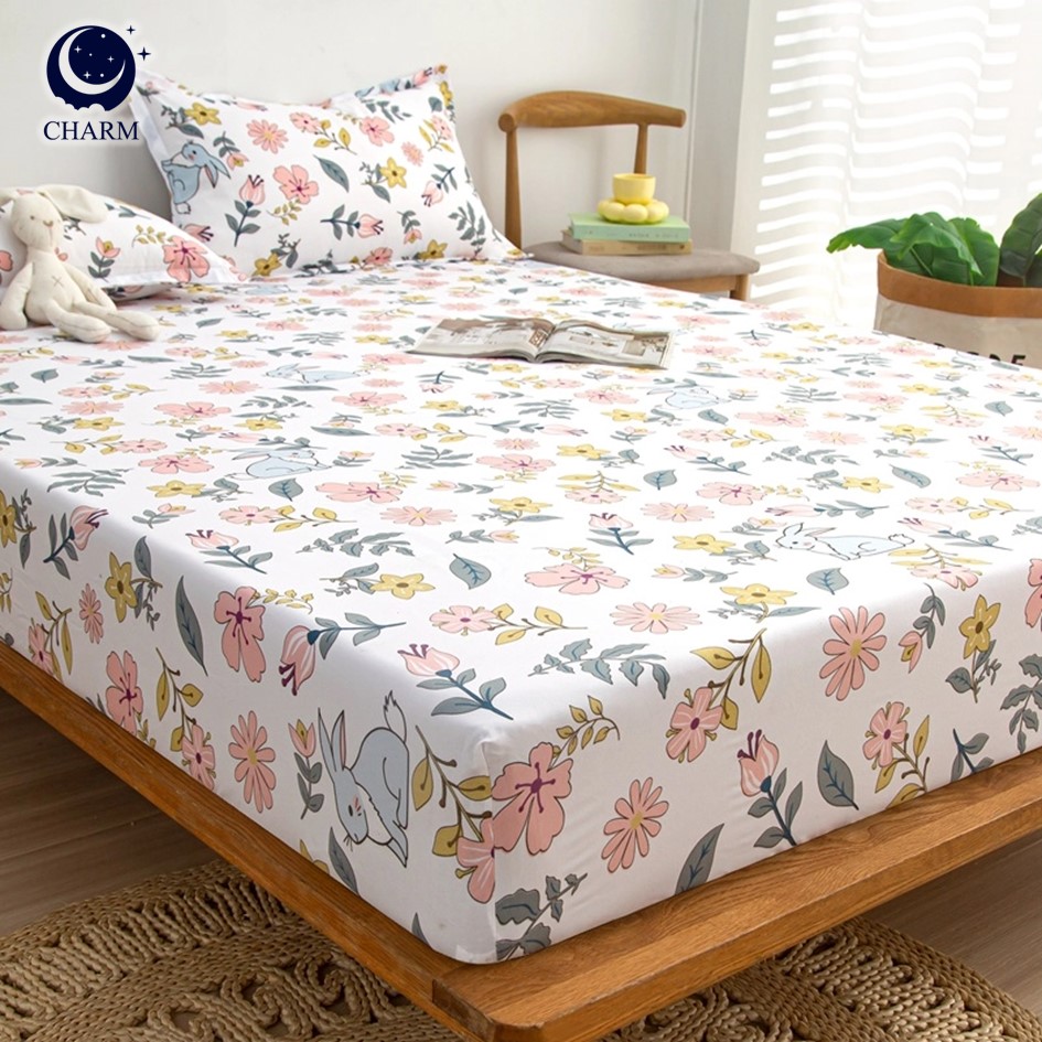 CHARM DREAMY ชุดผ้าปูที่นอน 6 ฟุต 5 ชิ้น ผ้า COTTON ลาย RABBIT TALE_2